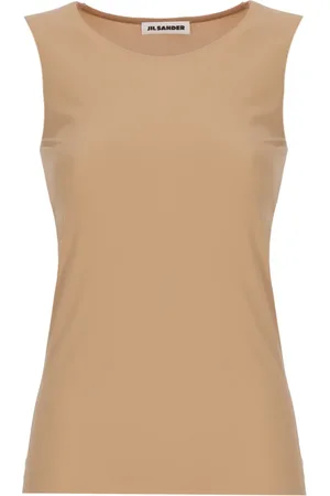 Jil Sander Koszulki, Kobieta, Beżowy, L, Satyna, Satynowy Top