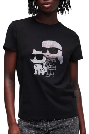 Karl Lagerfeld Koszulki, Kobieta, Czarny, S, Bawełna, Ikonik 2.0 RS T-Shirt