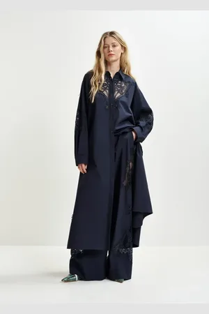Essentiel Antwerp Sukienki, Kobieta, Niebieski, S, Granatowa sukienka maxi z bawełny