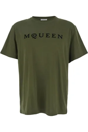 Alexander McQueen Koszulki, Mężczyzna, Zielony, XL, Zielone T-shirty i Pola z nadrukiem Flock Logo