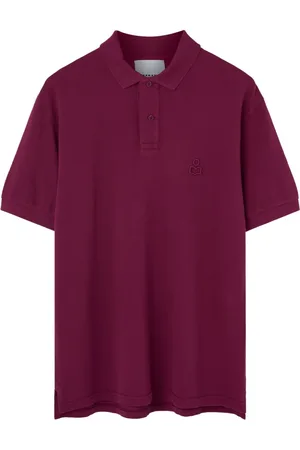 Isabel Marant Koszulki, Mężczyzna, Fioletowy, M, Bawełna, Koszulka Polo z Haftowanym Logo