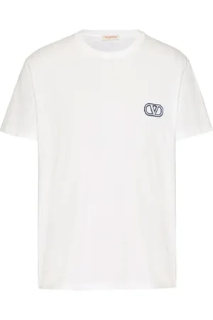 VALENTINO GARAVANI Koszulki, Mężczyzna, Biały, S, Bawełna, Bawełniany T-shirt Vlogo Signature