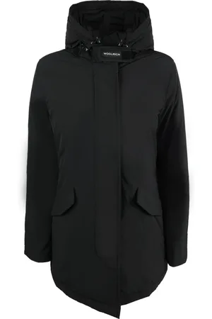 Woolrich Płaszcze, Kobieta, Czarny, M, Poliester, Luksusowa Parka Arktyczna z Raccoonem
