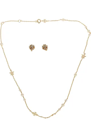 Tory Burch Akcesoria, Kobieta, Żółty, ONE SIZE, Metaliczne kolczyki z perłami szklanymi