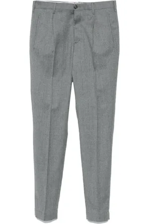 Incotex Spodnie, Mężczyzna, Szary, M, Wełna, Szare Wełniane Spodnie Flanelowe Slim Fit