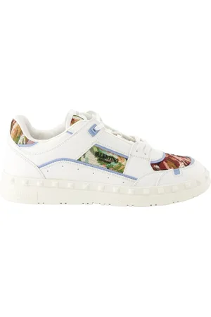 VALENTINO GARAVANI Buty, Mężczyzna, Biały, 43 EU, Skóra, Embroidered Freedots Leather Sneakers