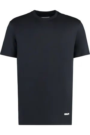 Jil Sander Koszulki, Mężczyzna, Niebieski, M, Bawełna, Prążkowany T-shirt z Okrągłym Dekoltem