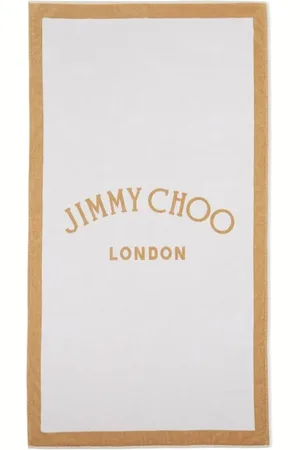 Jimmy Choo Stroje kąpielowe, Kobieta, Biały, ONE SIZE, Bawełna, Bawełniany ręcznik plażowy z nadrukiem logo
