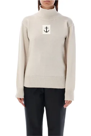 Jil Sander Swetry, Kobieta, Biały, M, Wełna, Golf z unikalnymi detalami
