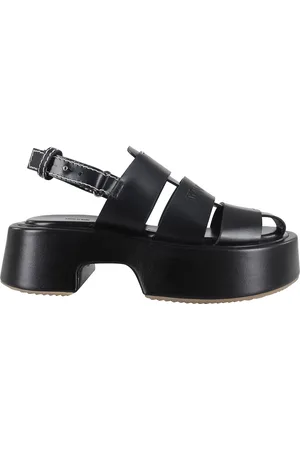 J.W.Anderson Buty, Kobieta, Czarny, 39 EU, Skóra, Sandały na platformie w paski