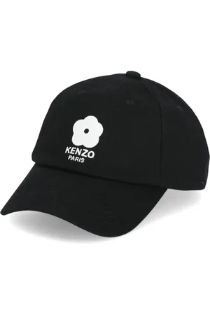 Kenzo Akcesoria, Mężczyzna, Czarny, ONE SIZE, Bawełna, Czarna Czapka Baseballowa z Haftem Kwiatu Boke