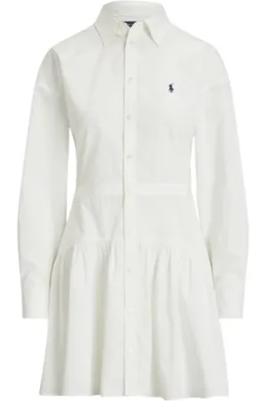 Ralph Lauren Sukienki, Kobieta, Biały, M, Bawełna, Sukienka koszulowa z bawełnianej popeliny
