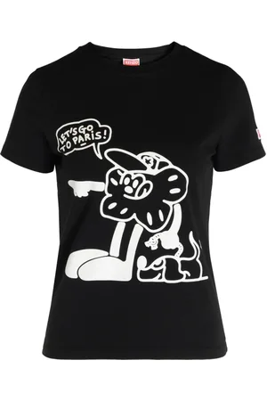 Kenzo Koszulki, Kobieta, Czarny, XS, Bawełna, Condemt Print Cotton T-shirt