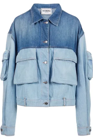 Iceberg Kurtki, Kobieta, Niebieski, L, Denim, New Shape Jacket