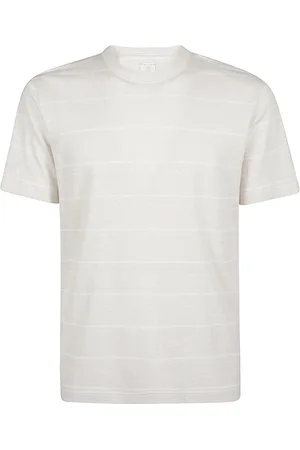 ELEVENTY Koszulki, Mężczyzna, Szary, XL, Bawełna, Paski Len Bawełna T-shirt z okrągłym dekoltem
