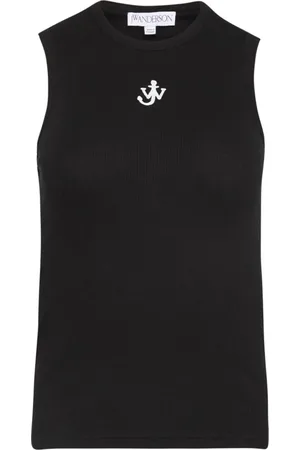 J.W.Anderson Koszulki, Kobieta, Czarny, M, Bawełna, Koszulka Tank Top z Logo Kotwicy