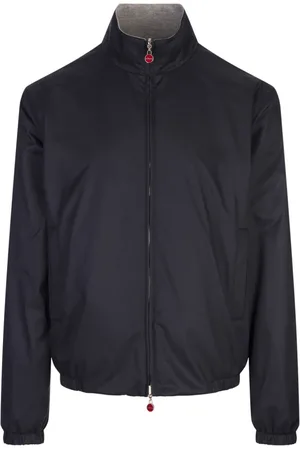Kiton Kurtki, Mężczyzna, Niebieski, 2XL, Poliester, Granatowo-szara dwustronna lekka kurtka