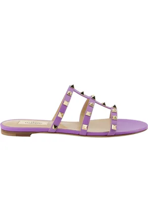 VALENTINO GARAVANI Buty, Kobieta, Fioletowy, 38 1/2 EU, Skóra, Skórzane sandały Rockstud