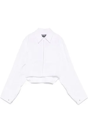 Jacquemus Bluzki, Kobieta, Biały, M, Biała koszula z krótkim zamkiem błyskawicznym z przodu