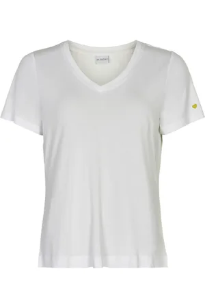 In Front Koszulki, Kobieta, Biały, L, Biała T-shirt z dekoltem w serek Top