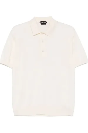 Tom Ford Koszulki, Mężczyzna, Biały, L, Bawełna, Sweter z dzianiny z kołnierzykiem polo