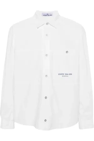 Stone Island Koszule, Mężczyzna, Biały, M, Bawełna, Biała koszula wierzchnia Marina