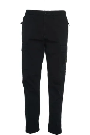 Stone Island Spodnie, Mężczyzna, Czarny, W30, Dopasowane spodnie cargo