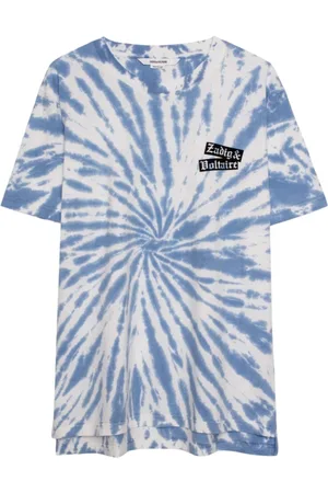 Zadig & Voltaire Koszulki, Mężczyzna, Niebieski, M, Bawełna, Tobias Dalmatia Tie Dye Cotton T-Shirt