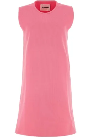 Jil Sander Sukienki, Kobieta, Różowy, S, Poliester, Fluo Różowa Sukienka Mini z Poliestru