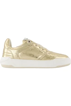 Zadig & Voltaire Buty, Kobieta, Żółty, 36 EU, Skóra, Złote sneakersy ze skórzanymi skrzydłami