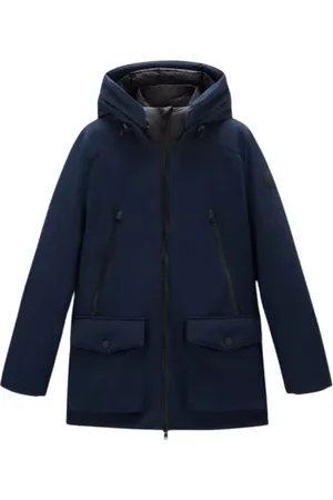 Woolrich Kurtki, Mężczyzna, Niebieski, L, Soft Shell Parka Melton