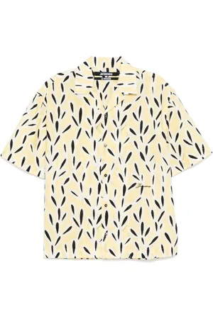 Jacquemus Koszule, Mężczyzna, Beżowy, S, Bawełna, Koszula z krótkim rękawem i kołnierzykiem Camp Collar