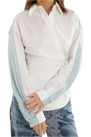 Diesel Bluzki, Kobieta, Biały, XS, Denim, Koszula z Denimu w Stylu C-Delphin