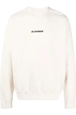Jil Sander Bluzy, Mężczyzna, Beżowy, M, Bawełna, Czarna bluza z naturalnym logo