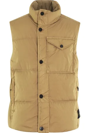 Stone Island Kurtki, Mężczyzna, Beżowy, M, Bezrękawnik puchowy Realdown