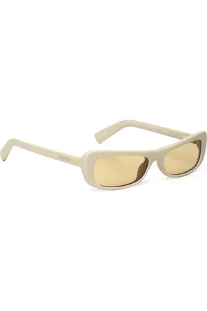 Jacquemus Akcesoria, unisex, Biały, ONE SIZE, Okulary przeciwsłoneczne z żółtymi szkłami i ochroną UV w odcieniu masła