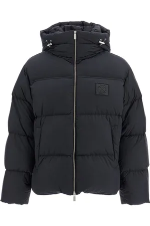 OFF-WHITE Kurtki, Mężczyzna, Czarny, L, Kurtka puchowa z naszywką