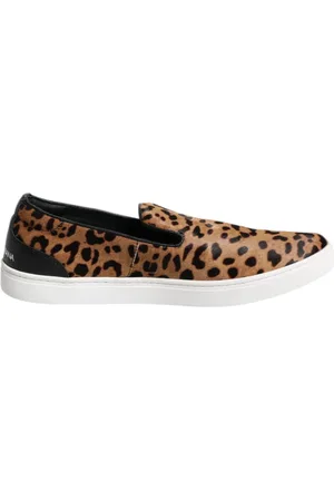 Dolce & Gabbana Buty, Mężczyzna, Wielobarwność, 43 EU, Zamsz, Leopard Loafer Sneakers Brązowe Futro Zamsz