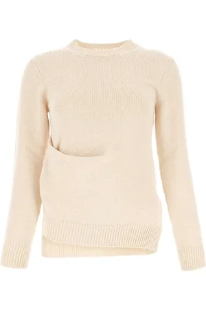 Jil Sander Swetry, Kobieta, Biały, 2XS, Bawełna, Sweter z mieszanki bawełny w kolorze kości słoniowej