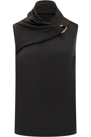 Jil Sander Koszulki, Kobieta, Czarny, L, Wełna, Hlfn Top Bez Rękawów