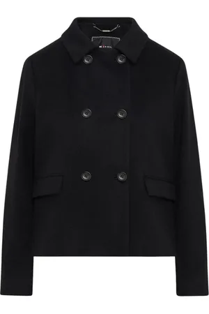Kiton Płaszcze, Kobieta, Czarny, 2XS, Kaszmir, Płaszcz dwurzędowy z kaszmiru