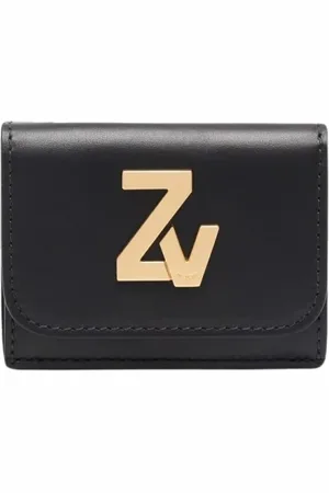Zadig & Voltaire Akcesoria, Kobieta, Czarny, ONE SIZE, Skóra, Czarny skórzany portfel z logo ZV