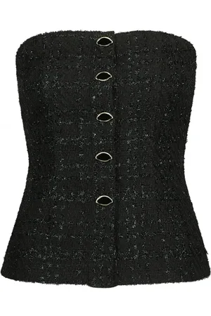 Fabienne Chapot Koszulki, Kobieta, Czarny, L, Tweed, Twinnie Tweed Top