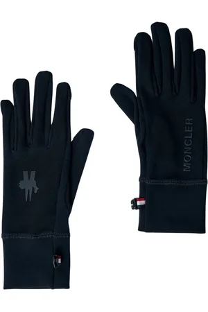 Moncler Akcesoria, Kobieta, Czarny, L, Nylon, Rękawiczki z ekranem dotykowym z dzianiny nylonowej