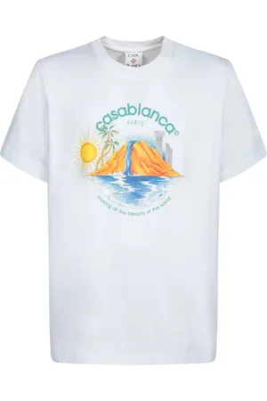 Casablanca Koszulki, Mężczyzna, Biały, L, T-shirt z nadrukiem Oasis