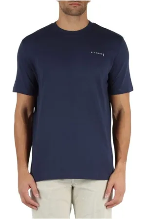 John Richmond Koszulki, Mężczyzna, Niebieski, S, Bawełna, Logo T-Shirt