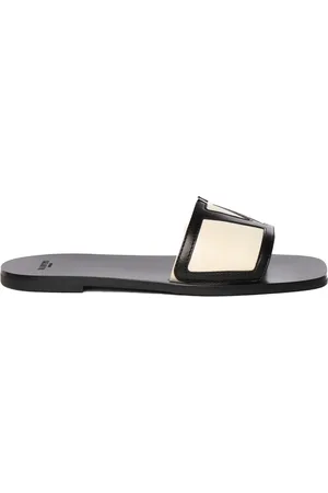 VALENTINO GARAVANI Buty, Kobieta, Czarny, 41 EU, Skóra, Wsuwane sandały z detalem VLogo