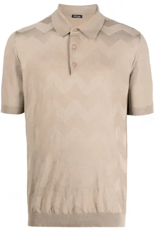 Kiton Koszulki, Mężczyzna, Beżowy, M, Bawełna, Koszulka Polo z Nadrukiem Fal