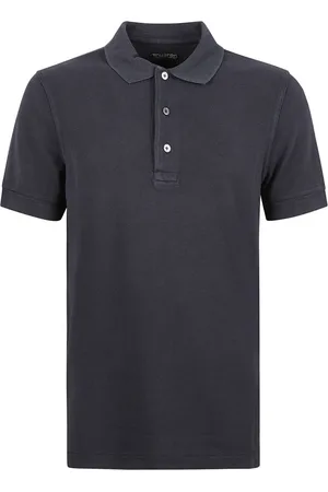 Tom Ford Koszulki, Mężczyzna, Niebieski, M, Bawełna, Koszulka Polo z Krótkim Rękawem z Lyocellu Piquet
