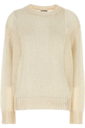 Jil Sander Swetry, Kobieta, Żółty, S, Kremowy sweter na szydełku